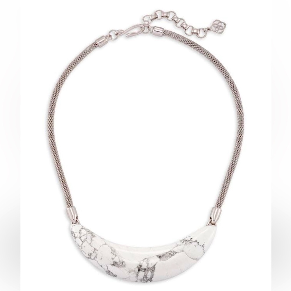 Kendra Scott Kaia Rhodium Plated and White Howlite cuff necklace